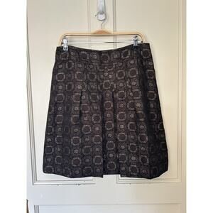 Ann Taylor Geometric Skater Skirt Womens Size 10 Brown Gold Career Professional